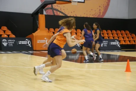 A player moves quickly around the court
